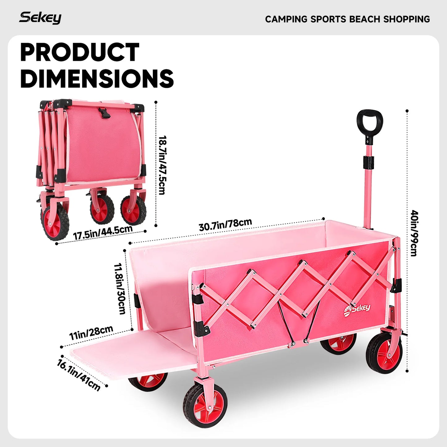 52 Inch Extender Collapsible Wagon Cart 330LBS Capacity - Pet and Family Living
