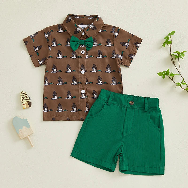 Adorable Infant Boy's Summer Ensemble with Duck Print - Pet and Family Living