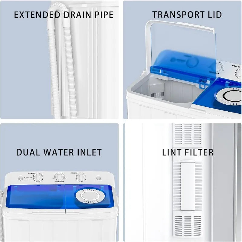 Portable Washing Machine 28lbs Twin Tub Compact Combo - Pet and Family Living