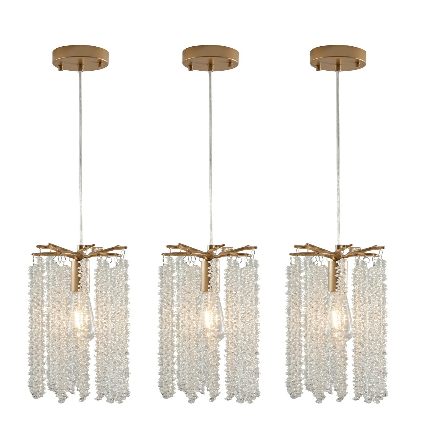 Luxury Crystal Pendant Lights Three Pack Chandelier - Pet and Family Living
