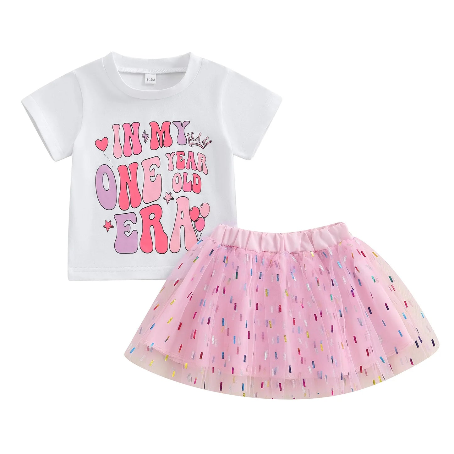 Toddler Girls Birthday Outfit Crown Print Tutu Set - Pet and Family Living