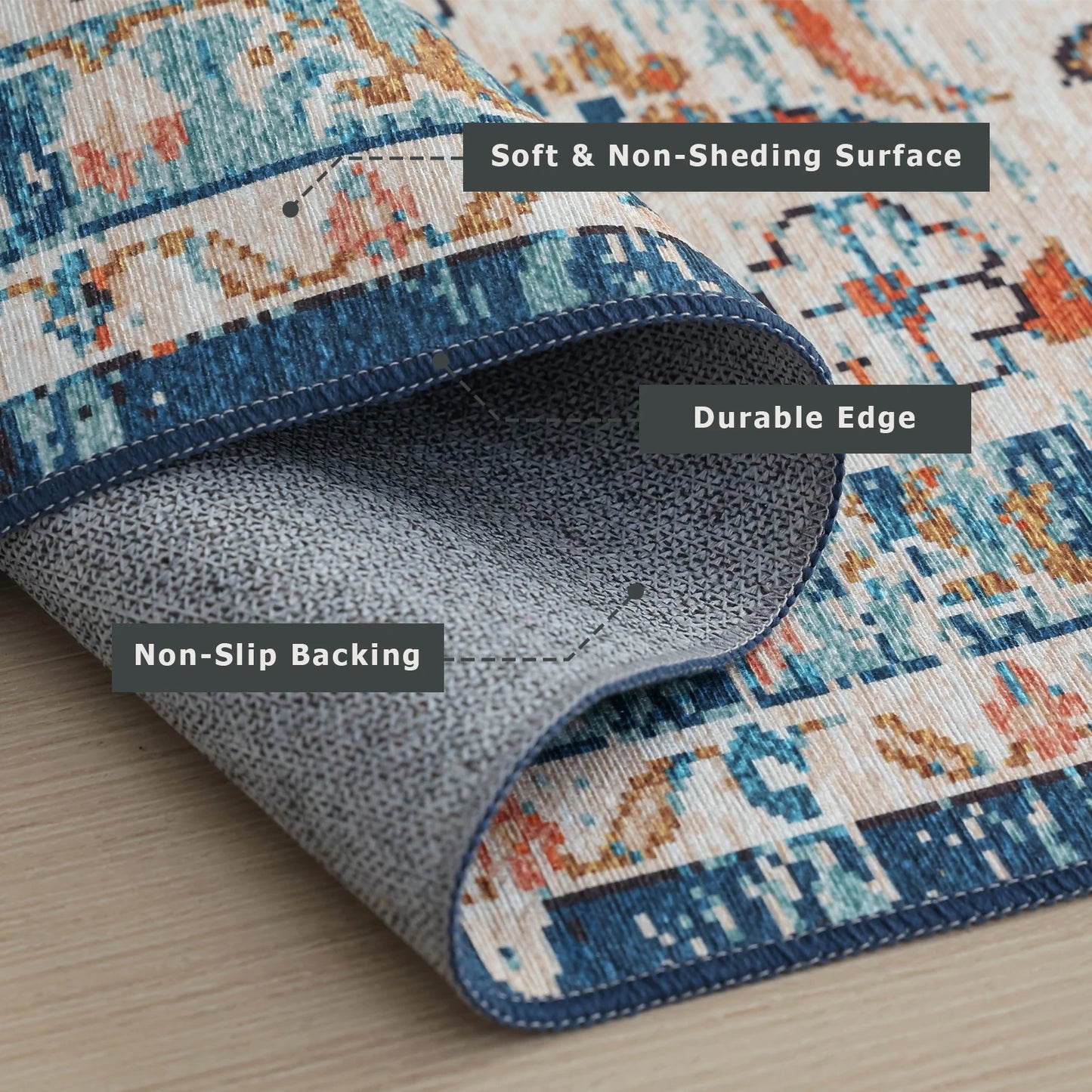 Non-Slip Vintage Carpet for Living Room and Bedroom - Pet and Family Living 