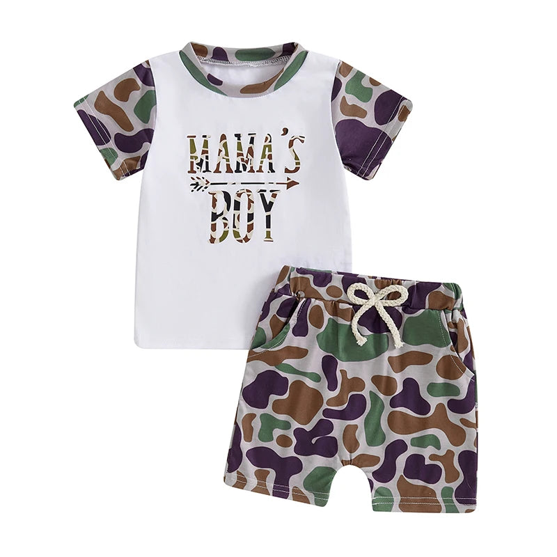 Toddler Boys Camo Print Tee and Shorts Set - Pet and Family Living 