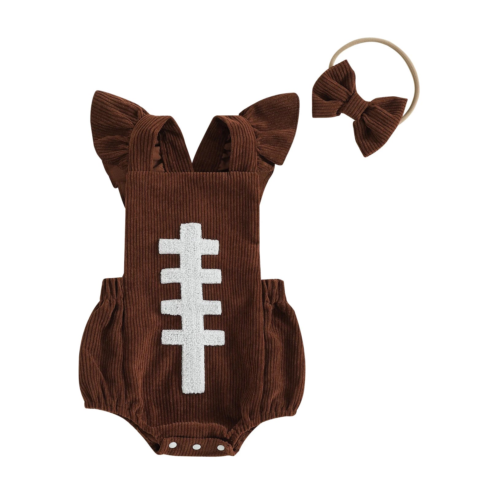 Baby Girl Football Ruffle Romper and Headband Set - Pet and Family Living 