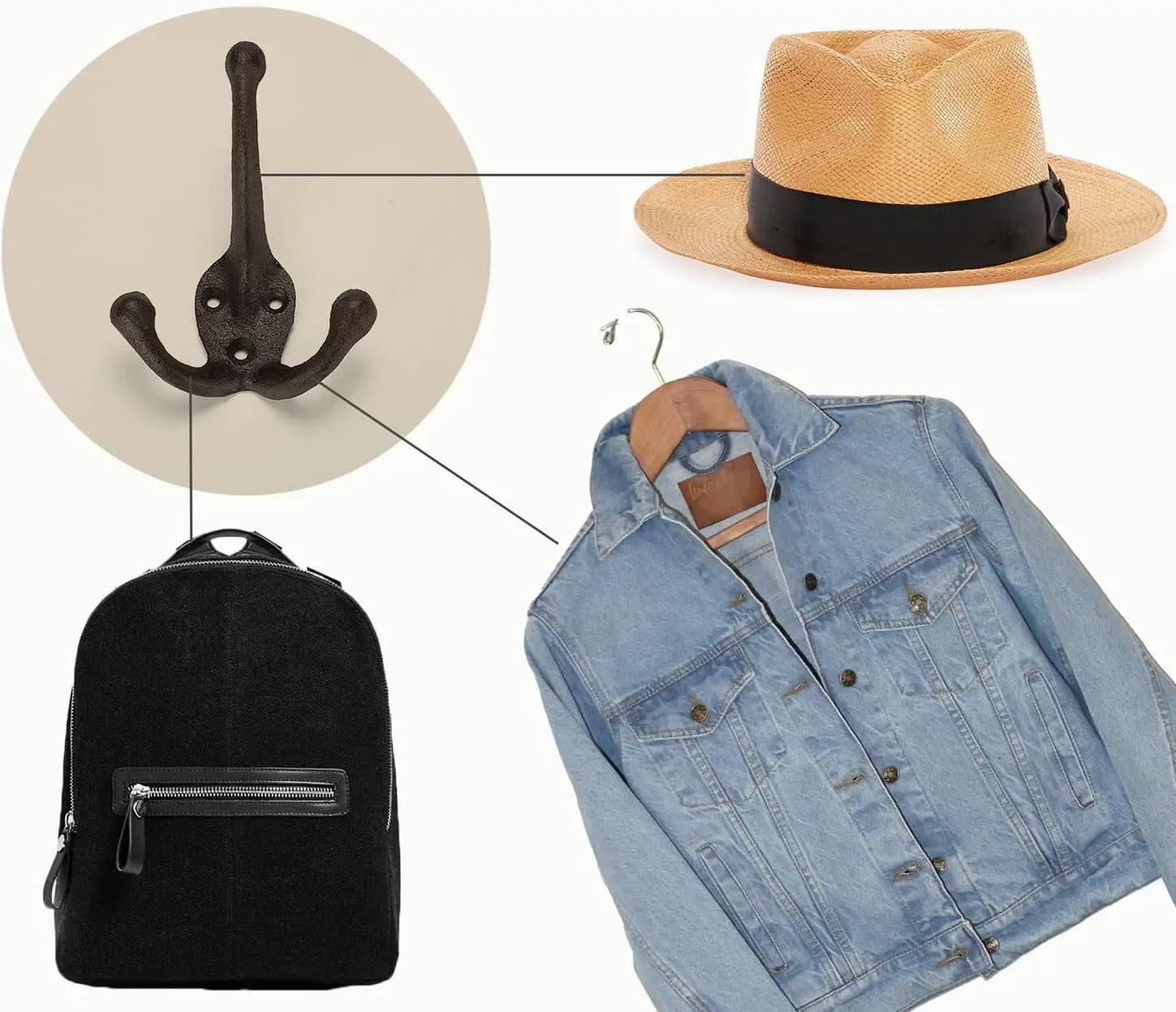 Natural Dinosaur Wooden Wall Hooks Set of 6 - Pet and Family Living 