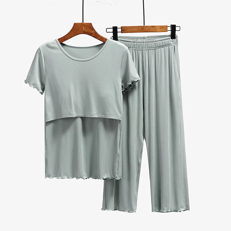 Maternity Nursing Sleepwear Set for Comfortable Breastfeeding - Pet and Family Living 