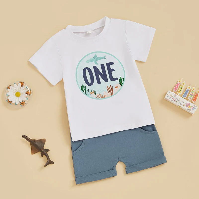 Infant Baby Boy Birthday T-Shirt and Shorts Set - Pet and Family Living 