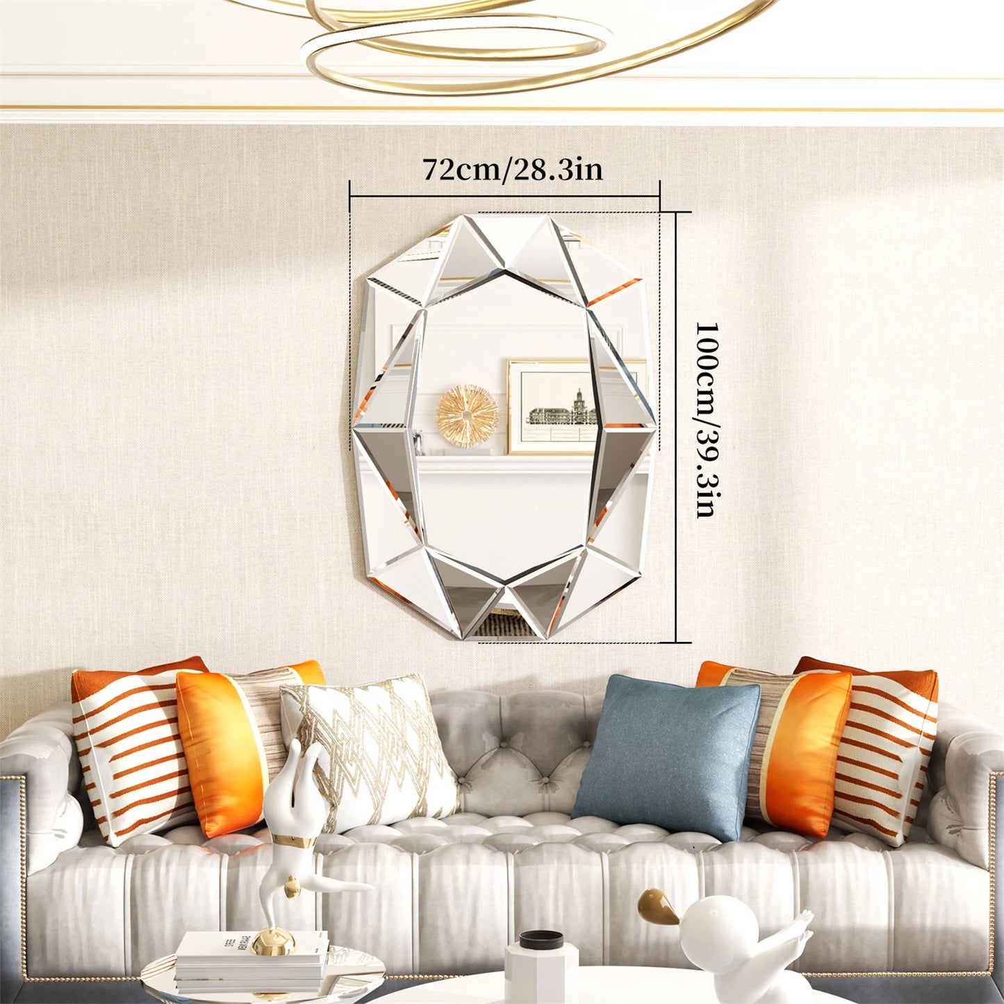 40 Inch Asymmetrical Decorative Wall Mirror for Home - Pet and Family Living 