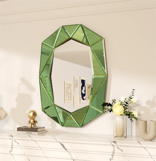 40 Inch Asymmetrical Decorative Wall Mirror for Home - Pet and Family Living 