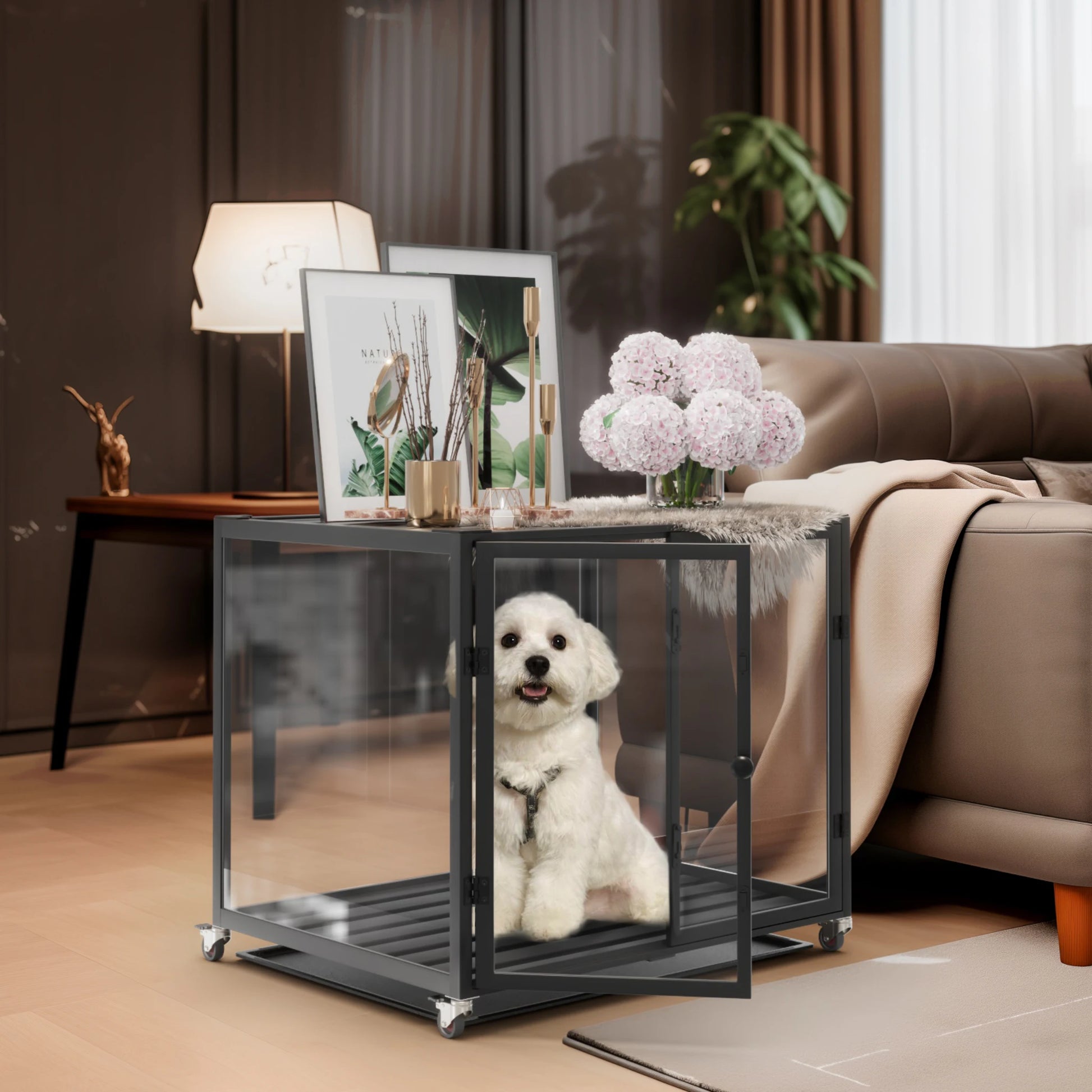 First Tempered Glass Dog Crate with Aluminum Frame - Pet and Family Living 