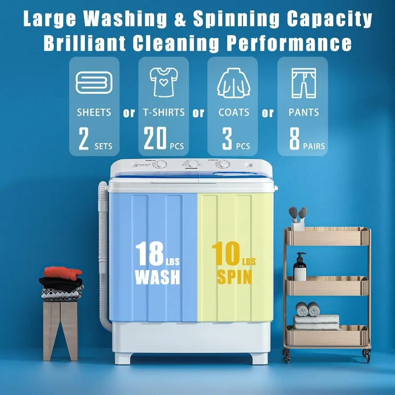 Portable Washing Machine 28lbs Twin Tub Compact Combo - Pet and Family Living 