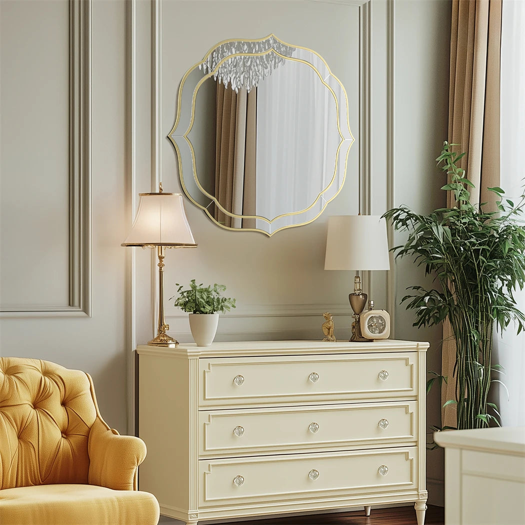 Large Wall Mirror Modern Decorative Flower Accent Mirror - Pet and Family Living 