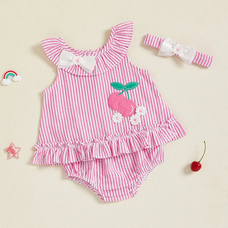 Infant Baby Girl Summer Floral Ruffled Romper Set - Pet and Family Living 