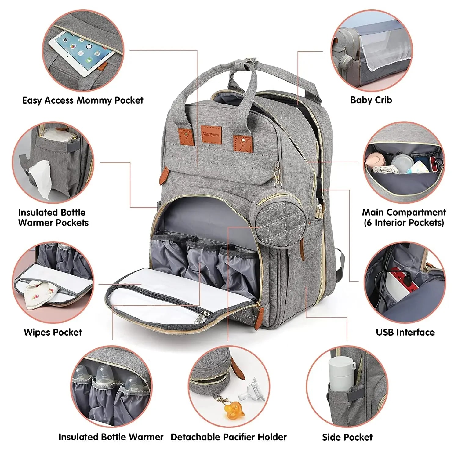 3 In 1 Waterproof Diaper Bag Backpack With Bed - Pet and Family Living 