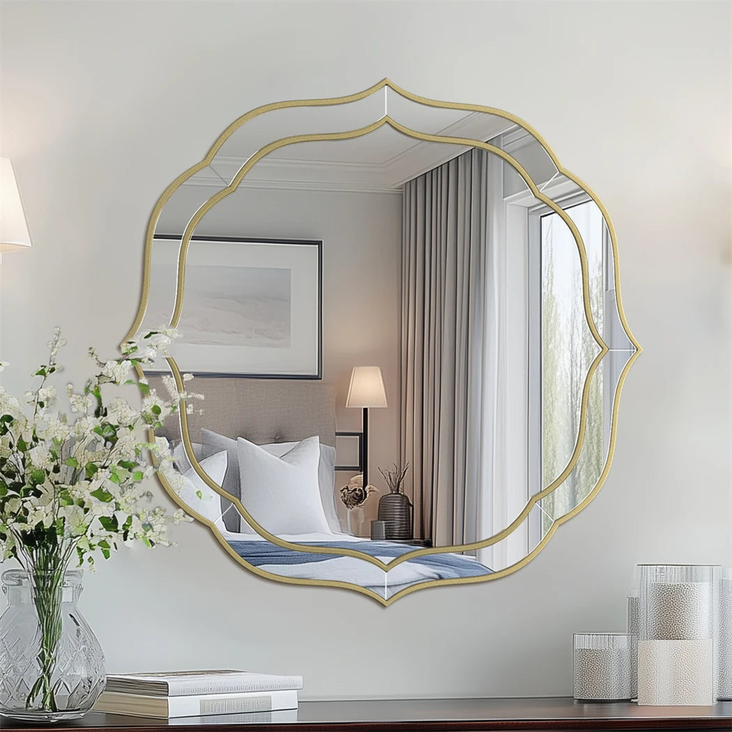 Large Wall Mirror Modern Decorative Flower Accent Mirror - Pet and Family Living 