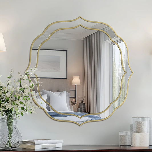 Large Wall Mirror Modern Decorative Flower Accent Mirror - Pet and Family Living 