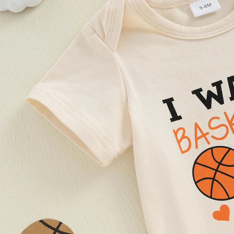 Infant Baby Girl Summer Basketball Print Romper Set - Pet and Family Living 