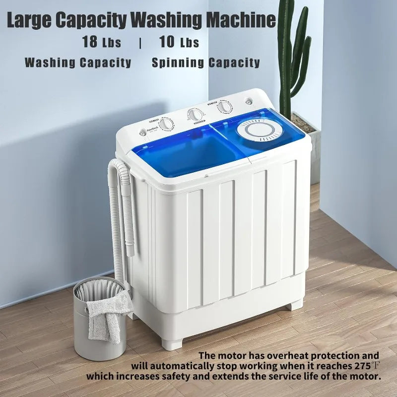 Portable Washing Machine 28lbs Twin Tub Compact Combo - Pet and Family Living 