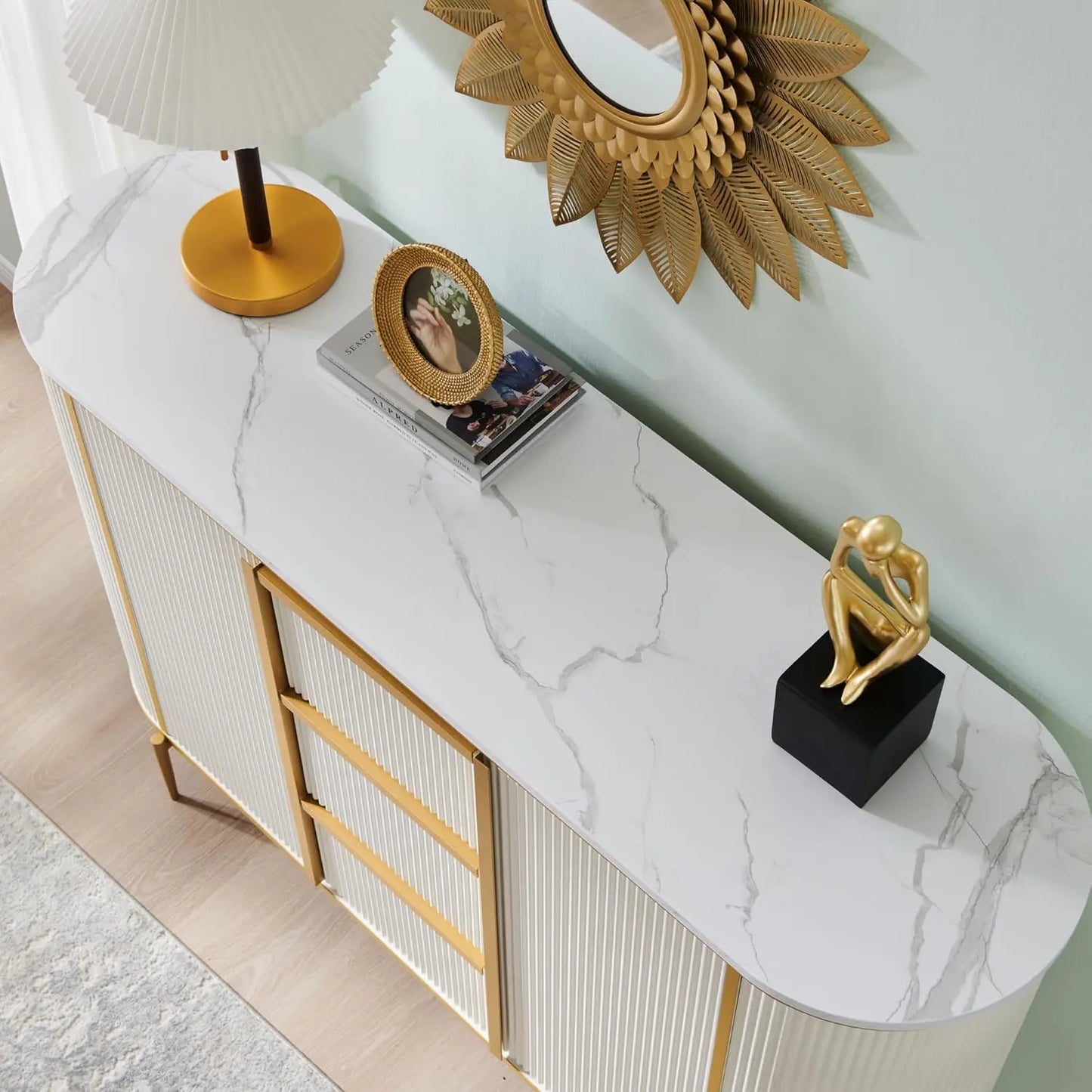 54" Fluted Sideboard Buffet Cabinet for Stylish Storage - Pet and Family Living 