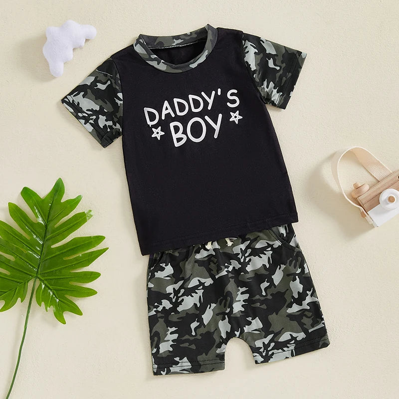 Toddler Boys Camo Print Tee and Shorts Set - Pet and Family Living 