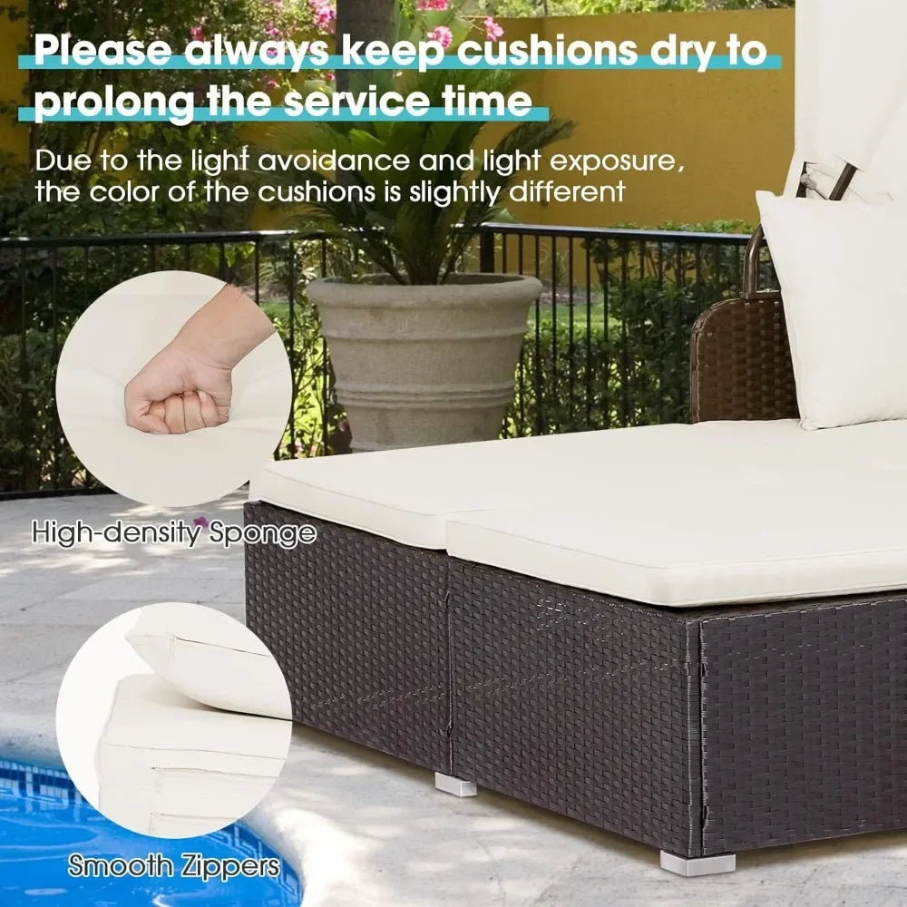 Outdoor Wicker Daybed with Canopy and Cushions.jpg - Pet and Family Living 