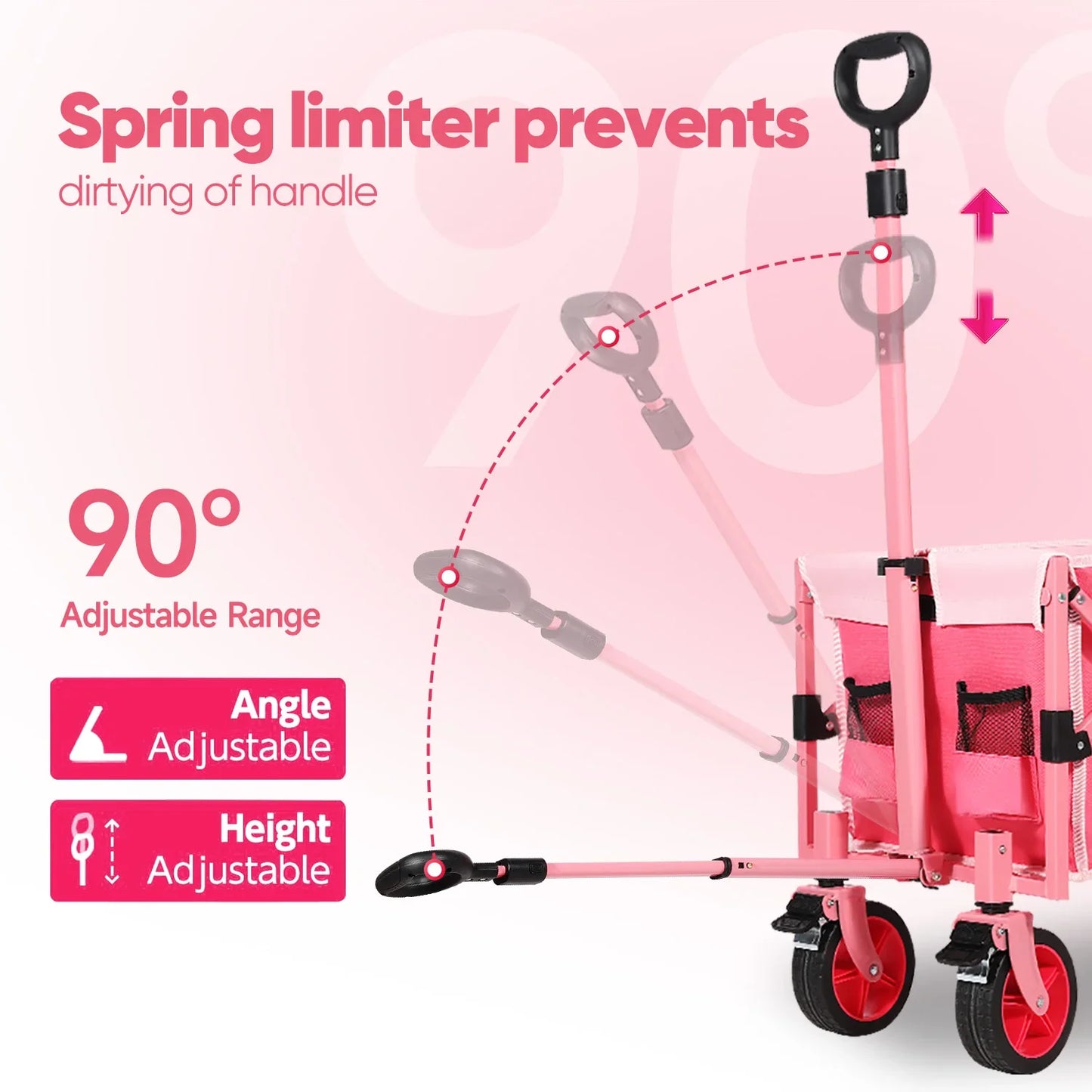 52 Inch Extender Collapsible Wagon Cart 330LBS Capacity - Pet and Family Living 