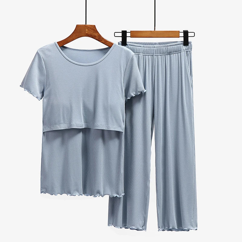 Maternity Nursing Sleepwear Set for Comfortable Breastfeeding - Pet and Family Living 