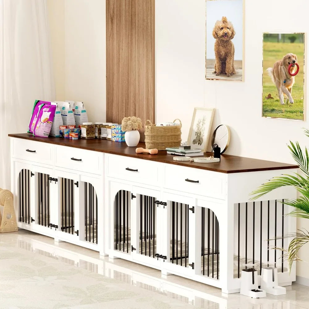 Elegant Wooden Dog Crate With Storage Drawers - Pet and Family Living 