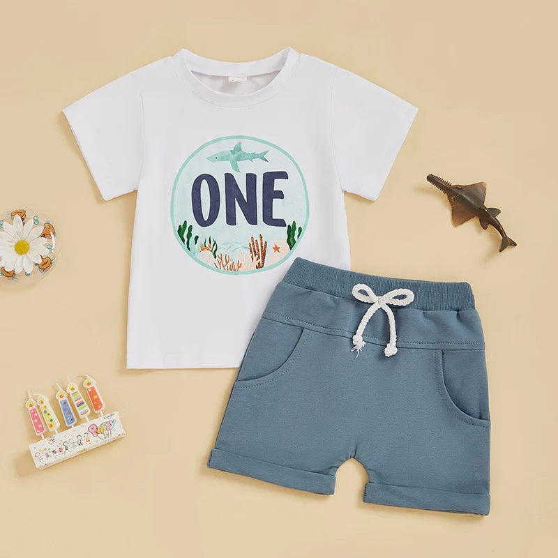 Infant Baby Boy Birthday T-Shirt and Shorts Set - Pet and Family Living 