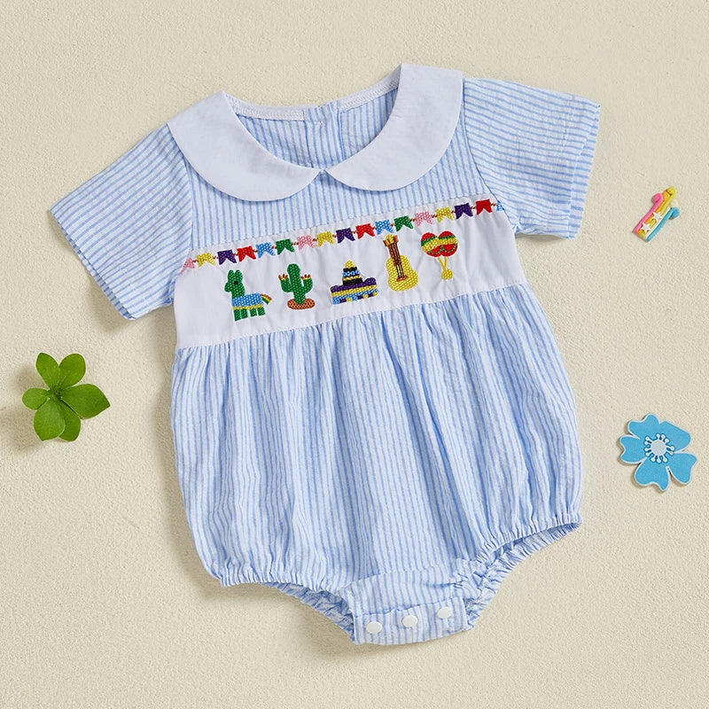 Adorable Baby Girls Rompers with Cactus Embroidery - Pet and Family Living 
