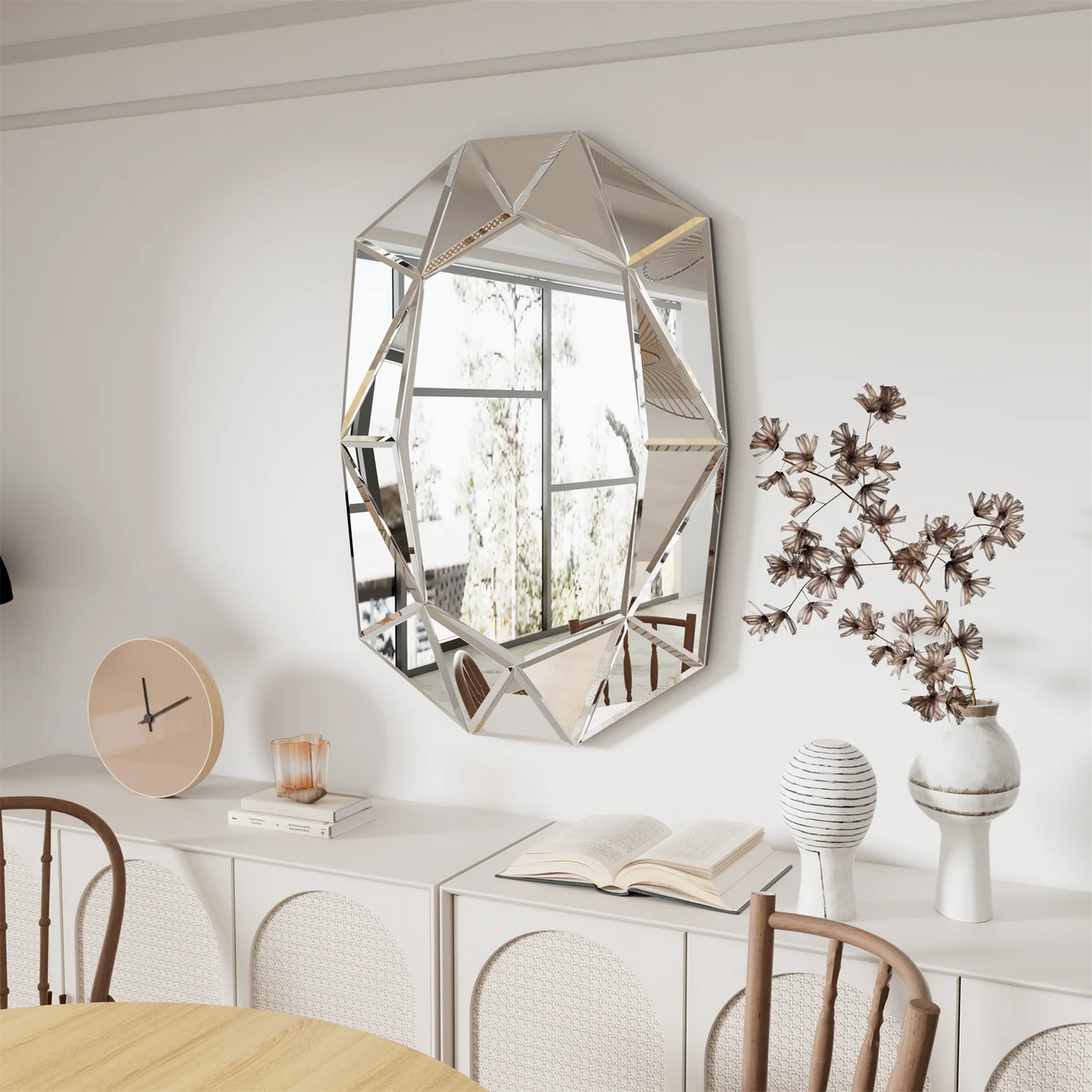 40 Inch Asymmetrical Decorative Wall Mirror for Home - Pet and Family Living 