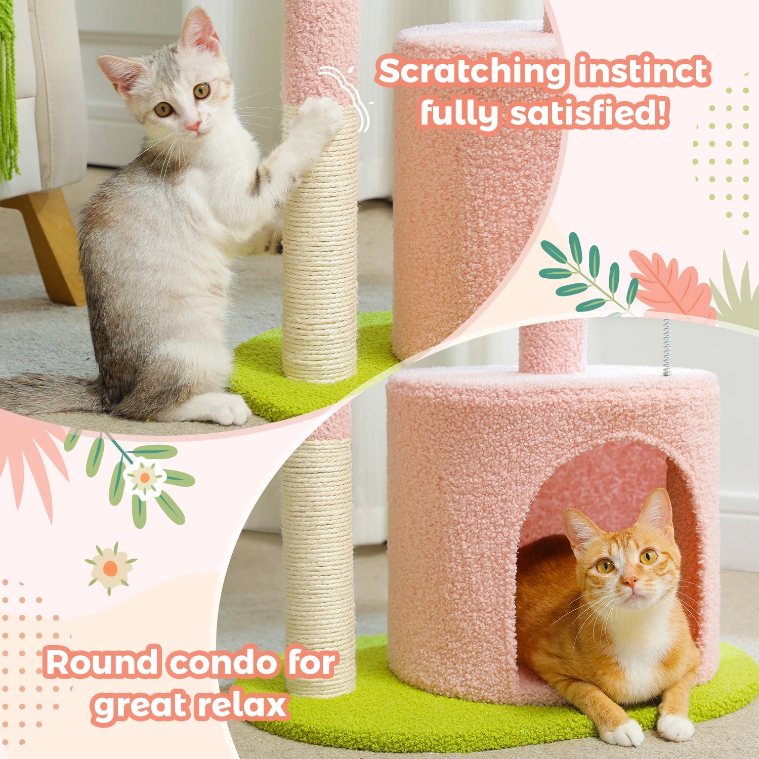 Flower Cat Tree with Plush Perches and Scratching Post - Pet and Family Living 