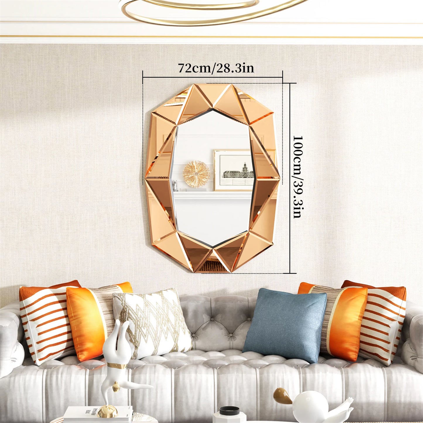 40 Inch Asymmetrical Decorative Wall Mirror for Home - Pet and Family Living 