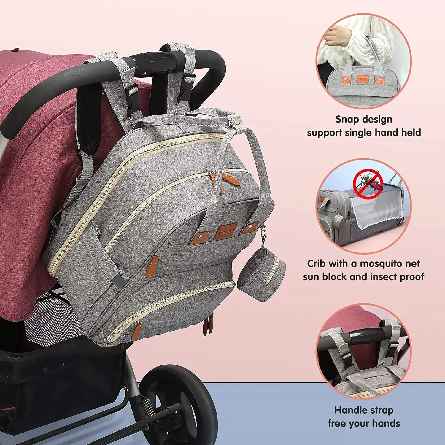 3 In 1 Waterproof Diaper Bag Backpack With Bed - Pet and Family Living 