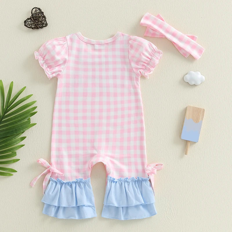 Adorable Toddler Floral Print Romper with Bow Headband - Pet and Family Living 