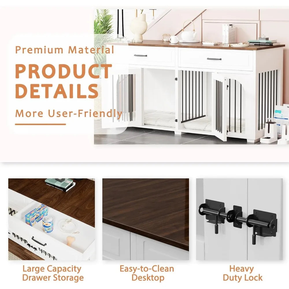 Elegant Wooden Dog Crate With Storage Drawers - Pet and Family Living 