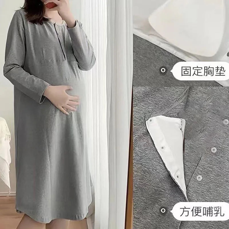 Maternity Nursing Nightgown Comfortable Sleepwear Dress - Pet and Family Living 