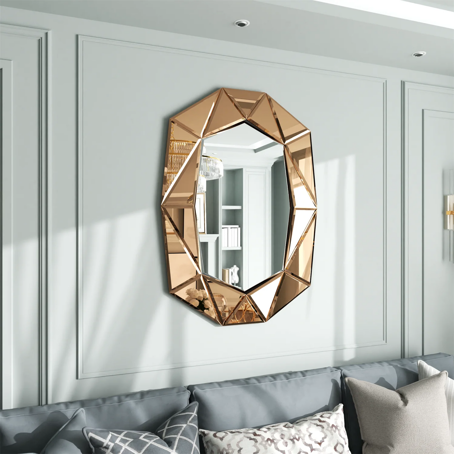 40 Inch Asymmetrical Decorative Wall Mirror for Home - Pet and Family Living 