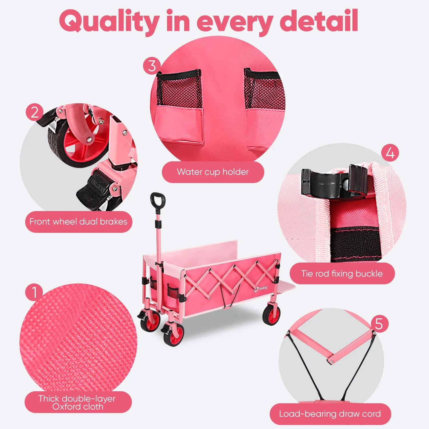 52 Inch Extender Collapsible Wagon Cart 330LBS Capacity - Pet and Family Living 