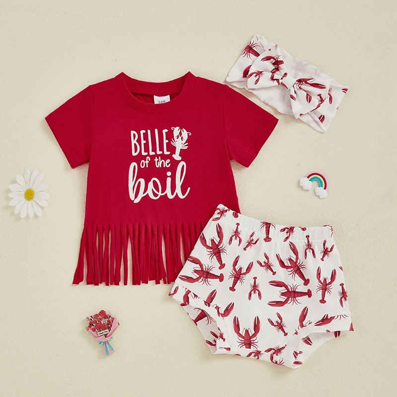 Infant Baby Girls Summer Shorts Set With Hairband - Pet and Family Living 