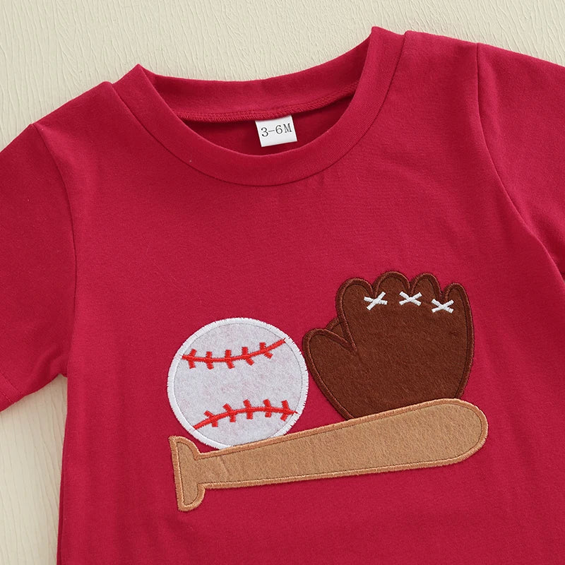 Summer Infant Baby Boys Baseball Embroidery Romper - Pet and Family Living 