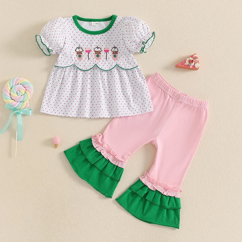 Girls Summer 2PCS Outfit Floral Print Top and Shorts - Pet and Family Living 