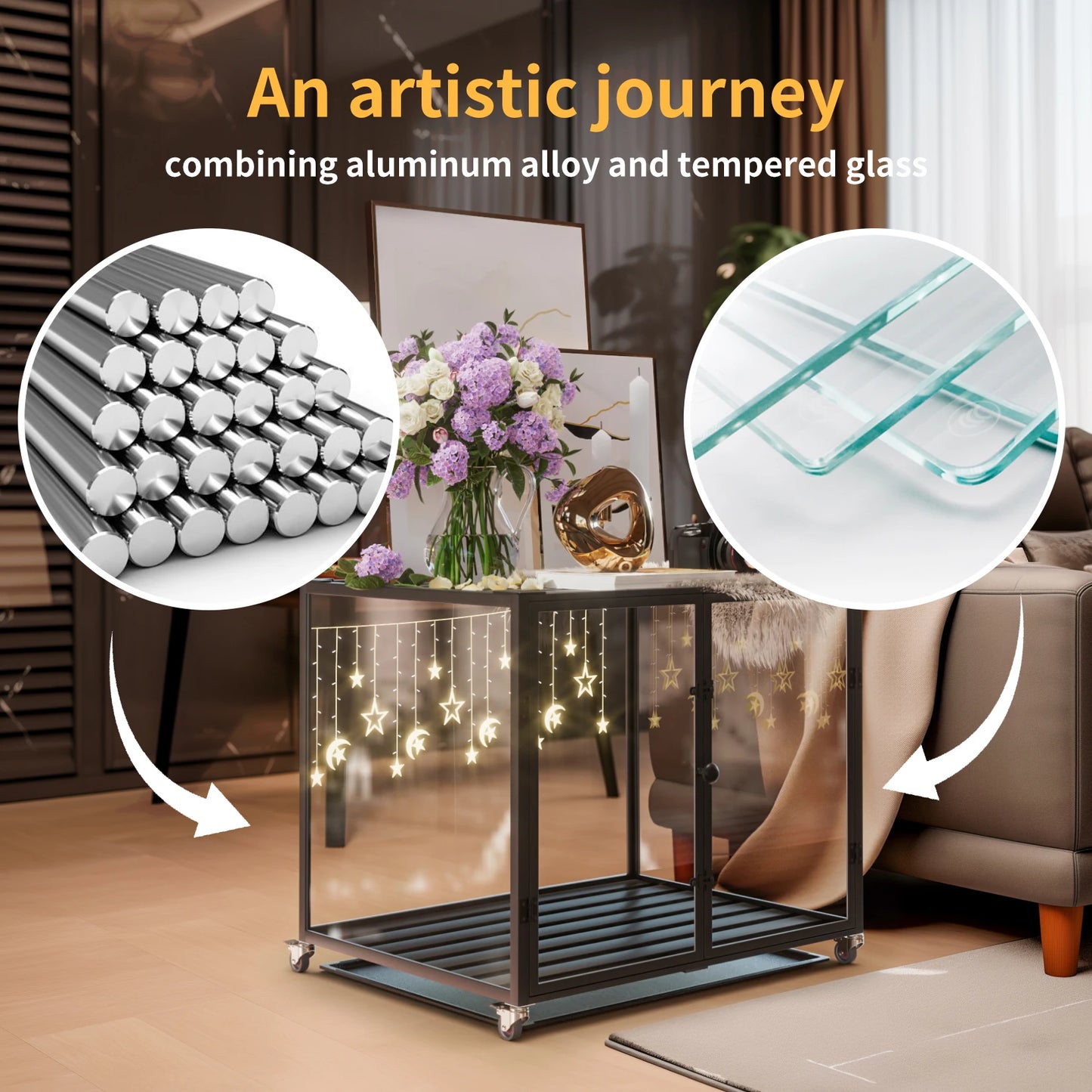 First Tempered Glass Dog Crate with Aluminum Frame - Pet and Family Living 