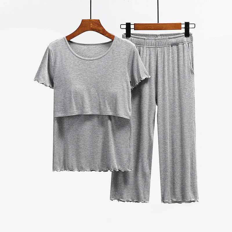Maternity Nursing Sleepwear Set for Comfortable Breastfeeding - Pet and Family Living 