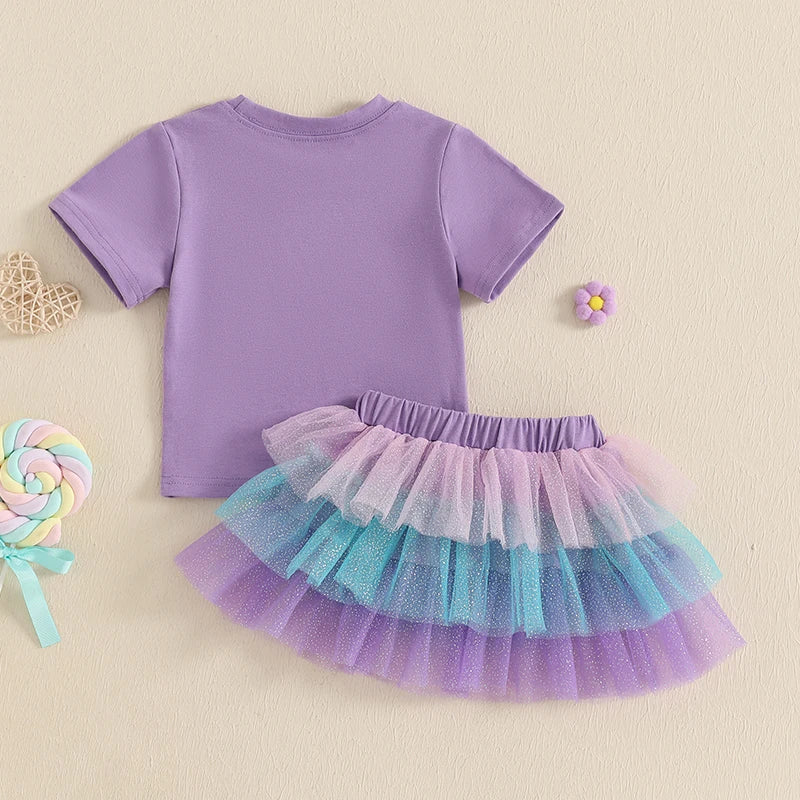 Summer Toddler Girls Birthday Outfit Tutu Skirt Set - Pet and Family Living 