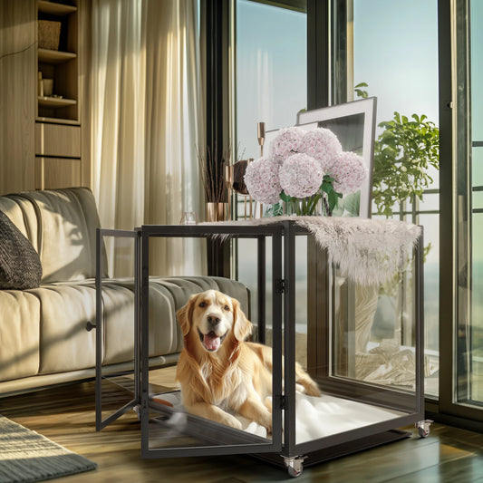 First Tempered Glass Dog Crate with Aluminum Frame - Pet and Family Living 