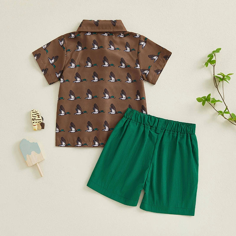 Adorable Infant Boy's Summer Ensemble with Duck Print - Pet and Family Living 