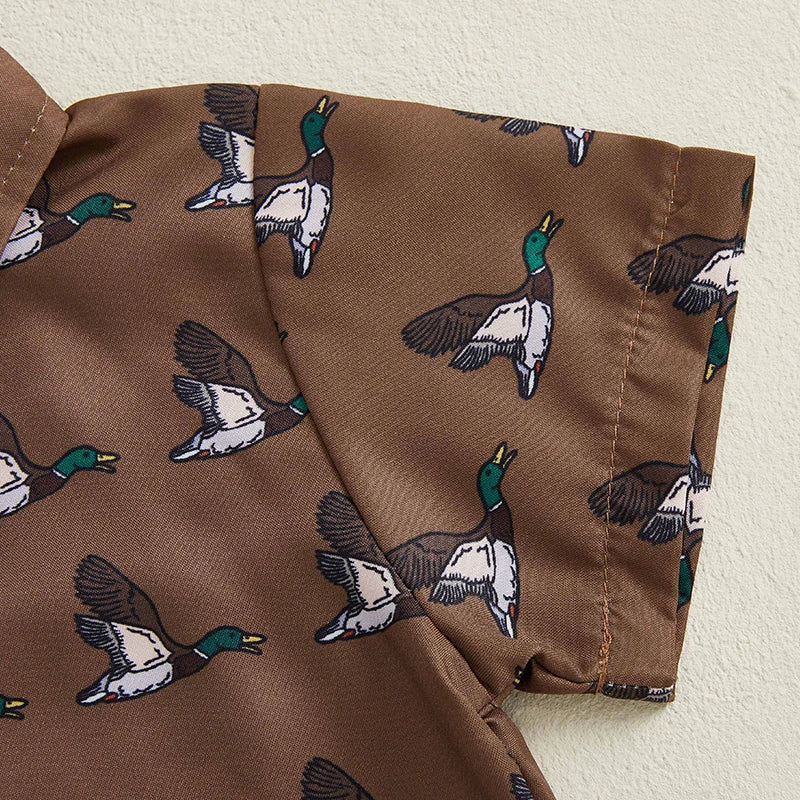 Adorable Infant Boy's Summer Ensemble with Duck Print - Pet and Family Living 