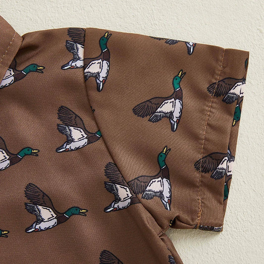 Adorable Infant Boy's Summer Ensemble with Duck Print - Pet and Family Living 