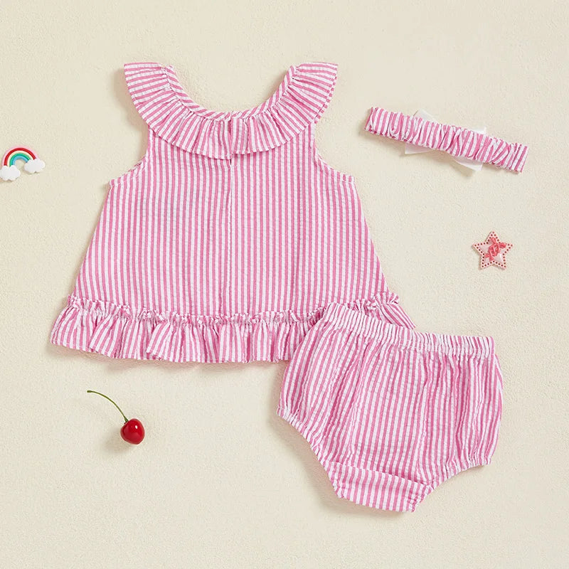 Infant Baby Girl Summer Floral Ruffled Romper Set - Pet and Family Living 